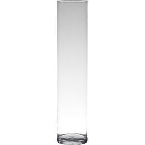 Bloemenvaas smal - Transparant - cilinder vorm - glas - 50 x 9 cm