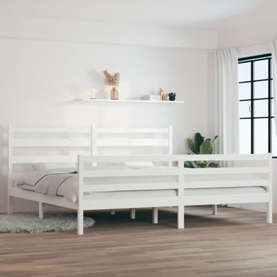 Bedframe massief grenenhout wit 200x200 cm