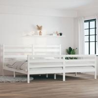 Bedframe massief grenenhout wit 200x200 cm