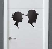 Deursticker silhouette man en vrouw