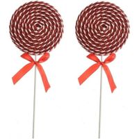 2x Kerst hangdecoratie rood/witte lolly snoepgoed 36 cm   -