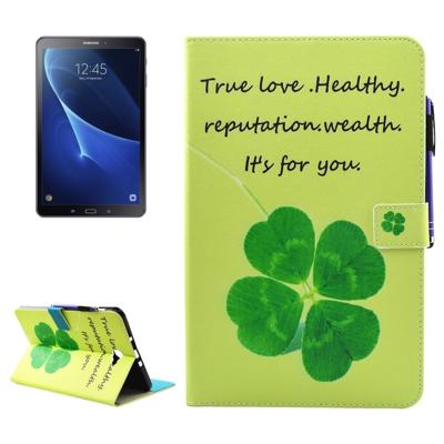 Samsung Galaxy Tab A 10.1 inch / T580 horizontaal Klavertje vier patroon PU leren Flip Hoesje met houder, slaap / ontwaak functie en opbergruimte voor