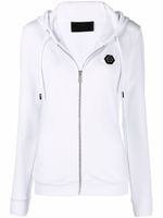 Philipp Plein hoodie zippé à logo imprimé - Blanc