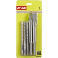 RYOBI 3-bits set (6 mm, 8 mm, 10 mm) en 2 SDS + beitels (1 punt en 1 plat) RAKSP05