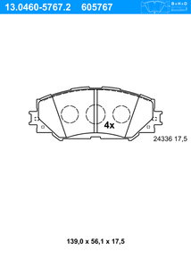 Remblokkenset, schijfrem ATE, u.a. fÃ¼r Toyota, Subaru