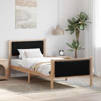 Bedframe Bruin en zwart 90 x 190 cm Massief grenenhout