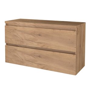 Badmeubelset BWS Salt 120x46cm Greeploos 2 Lades Met Afdekplaat Whisky Oak