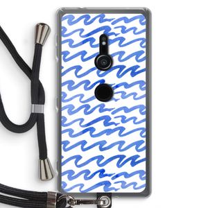 Blauwe golven: Sony Xperia XZ2 Transparant Hoesje met koord