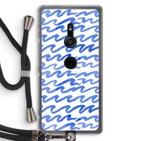 Blauwe golven: Sony Xperia XZ2 Transparant Hoesje met koord