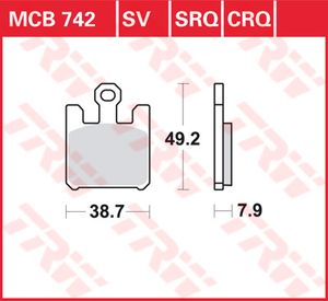 TRW Remblokken, en remschoenen voor de moto, MCB742CRQ Hyper carbon