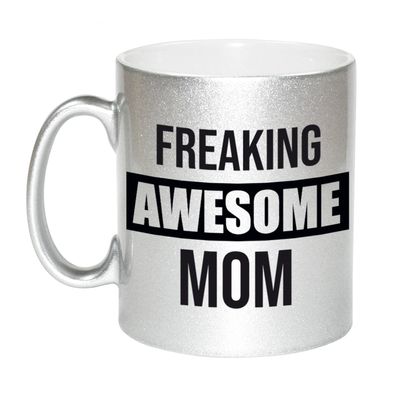 Moeder cadeau zilveren mok / beker freaking awesome mom Moeder cadeau zilveren mok / beker freaking awesome mom