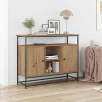 Dressoir artisanaal eikenkleurig 100 x 35 x 80 cm Bewerkt hout