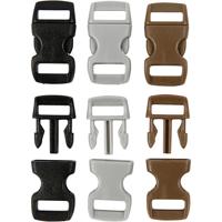 Creativ Company Klik sluiting, l: 29 mm, b: 15 mm, gatgrootte 3x11 mm, zwart, bruin, grijs, 100 stuk/ 1 doos
