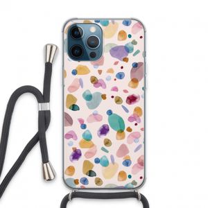Terrazzo Memphis Pink: iPhone 13 Pro Max Transparant Hoesje met koord
