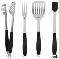 Set met barbecuebenodigdheden Aktive 4 Onderdelen Barbecue Roestvrij staal 10 x 42 x 4 cm (4 Stuks)