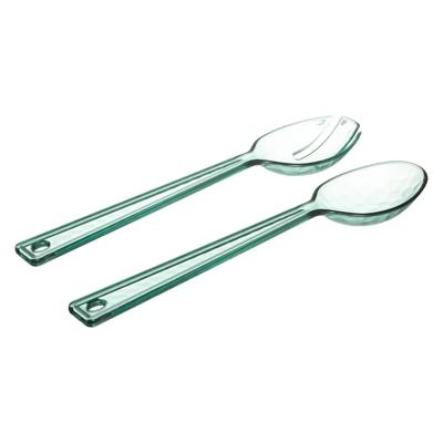 Sla bestek/couvert setje - transparant - groen kunststof - 29 cm - picknick/vakantie