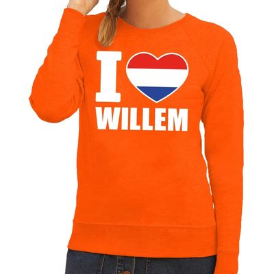 Oranje I love Willem sweater dames Oranje I love Willem sweater dames