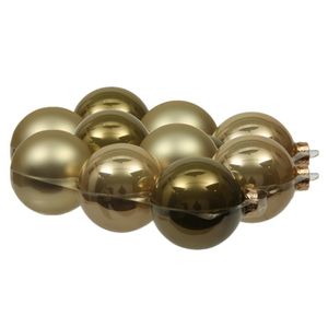 12x stuks glazen kerstballen dusky lime goud/groen tinten 8 cm mat/glans