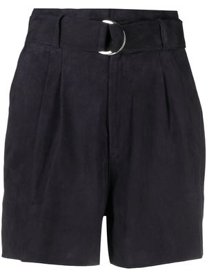 P.A.R.O.S.H. short en daim à taille ceinturée - Bleu