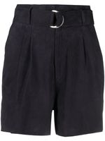 P.A.R.O.S.H. short en daim à taille ceinturée - Bleu