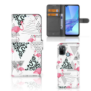 OPPO A53 | OPPO A53s Telefoonhoesje met Pasjes Flamingo Triangle