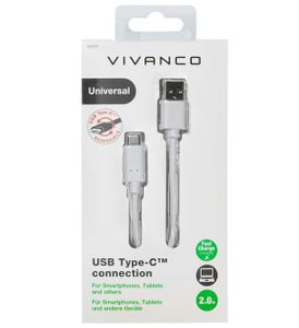 Vivanco USB-kabel USB 2.0 USB-A stekker, USB-C stekker 2.00 m Wit 38757