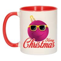 Kerst thema Koffiemok - Blije kerstbal - 300 ml - keramiek - kerstcadeau - kerstmis