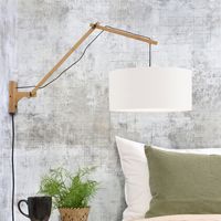 GOOD&MOJO Wandlamp 'Andes' Large, Bamboe en Eco linnen, kleur Wit/Naturel