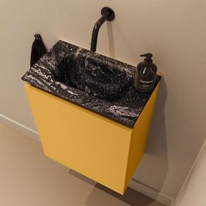 Toiletmeubel Mondiaz Ture Dlux | 40 cm | Meubelkleur Ocher | Eden wastafel Lava Midden | Zonder kraangat