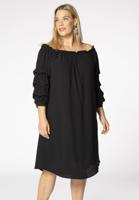 Yoek Off shoulder jurk | Zwart | Maat 58/60