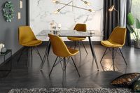 Design stoel SCANDINAVIA MEISTERSTÜCK mosterdgeel fluweel zwart metalen poten - 43063 - thumbnail