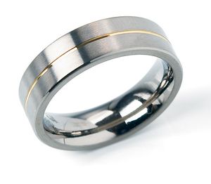 Boccia 0101-21 Ring titanium zilver- en goudkleurig 6 mm Maat 64