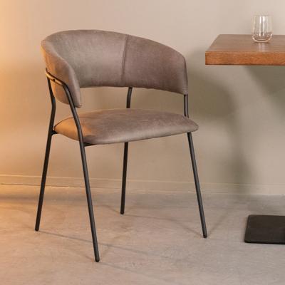 LABEL51 Eetkamerstoel Luuk - Taupe - Micro Suede - Black Frame