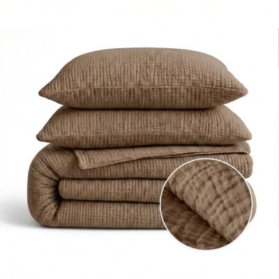 1+1 Gratis Wasbaar Lazy Dekbed Zonder Overtrek - Zonder Overtrek - Katoen Mousseline - Donker Taupe - Dekbed-Discounter.nl