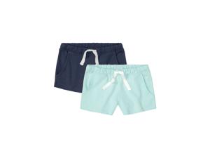 pepperts! Meisjes sweatshorts, 2 stuks, met hoog katoengehalte (146/152, Donkerblauw/mint)