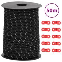 VidaXL Tentscheerlijn met reflecterende strips en spanners 50 m 3 mm VidaXL Tentscheerlijn met reflecterende strips en spanners 50 m 3 mm