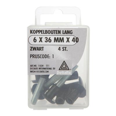 Koppelbout lang 6x36mm zw 4st - Deltafix