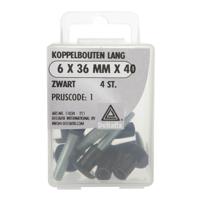 Koppelbout lang 6x36mm zw 4st - Deltafix