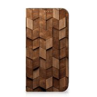Book Wallet Case voor iPhone 15 Plus Wooden Cubes