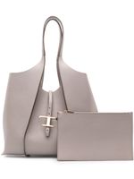 Tod's sac cabas en cuir à plaque logo - Gris