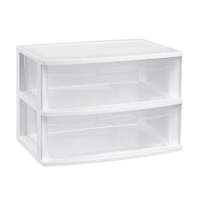 Ladeblokje organizer 2x lades - wit/transparant - L56 x B40 x H41 cm - plastic