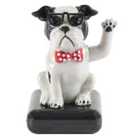 Solar bewegend figuur - Hond - zwart/wit - kunststof - 10 cm - cadeau - dieren