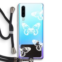 White butterfly: Huawei P30 Transparant Hoesje met koord