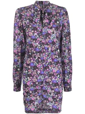 ISABEL MARANT robe fleurie à col lavallière - Violet