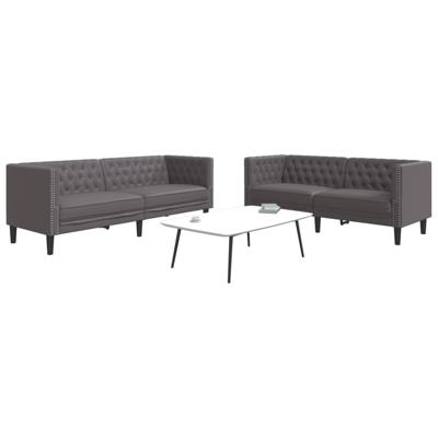 2-delige Loungeset Chesterfield-stijl kunstleer grijs