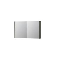 INK SPK1 Spiegelkast - 100x14x60cm - 2 deuren - dubbelzijdige Spiegel - schakelaar en stopcontact - MDF lak Mat beton groen 1110675