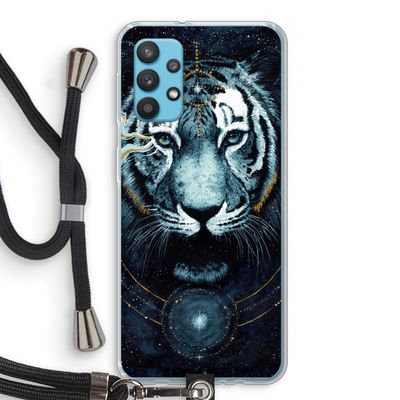 Darkness Tiger: Samsung Galaxy A32 4G Transparant Hoesje met koord