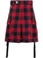 sacai short ceinturé à carreaux - Rouge