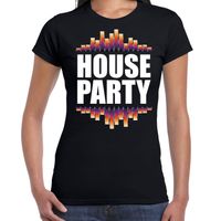 House party fun tekst t-shirt zwart dames