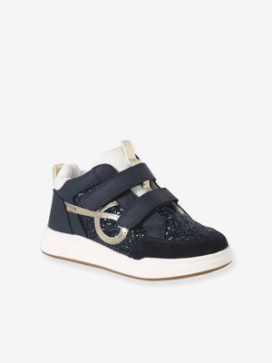 Hoge kindersneakers met klittenband marineblauw